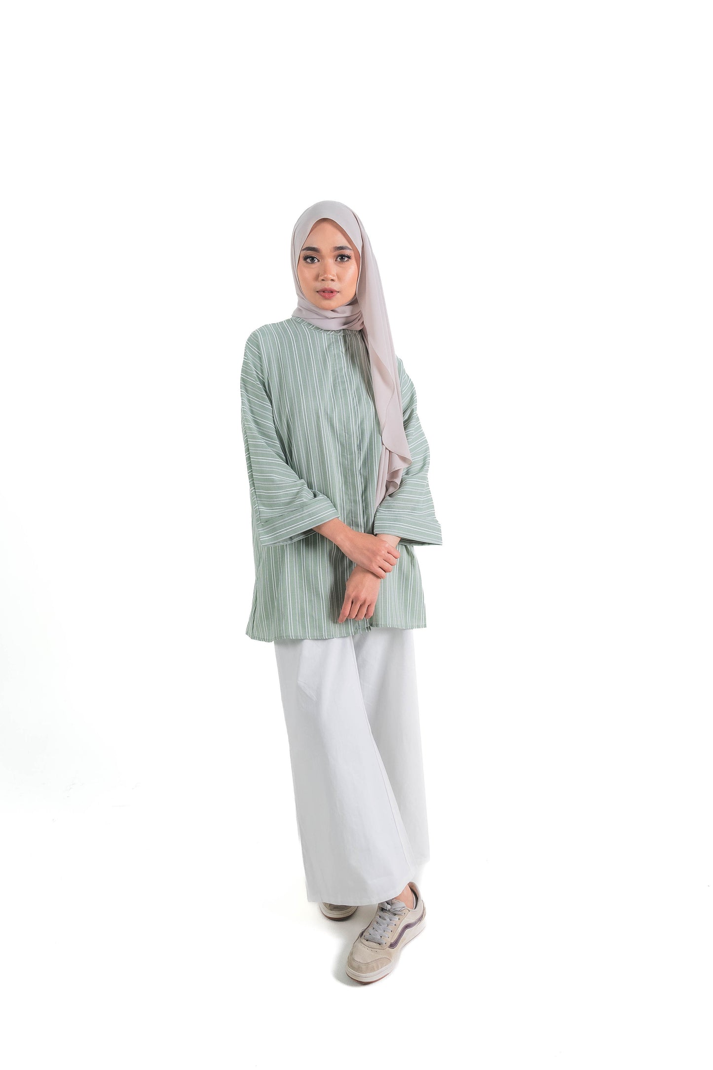 Striped Oversized Shirt in Green