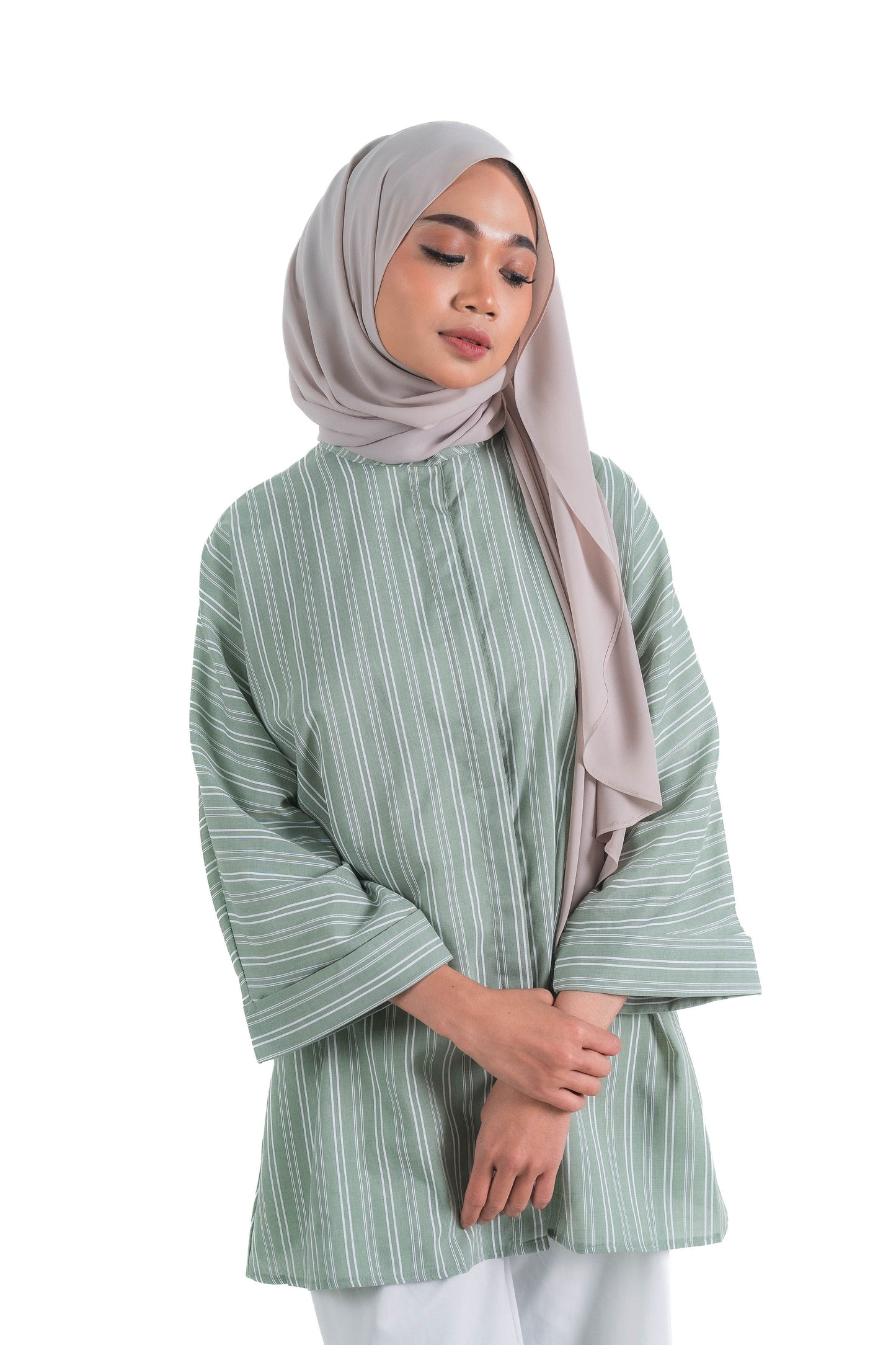 Striped Oversized Shirt in Green