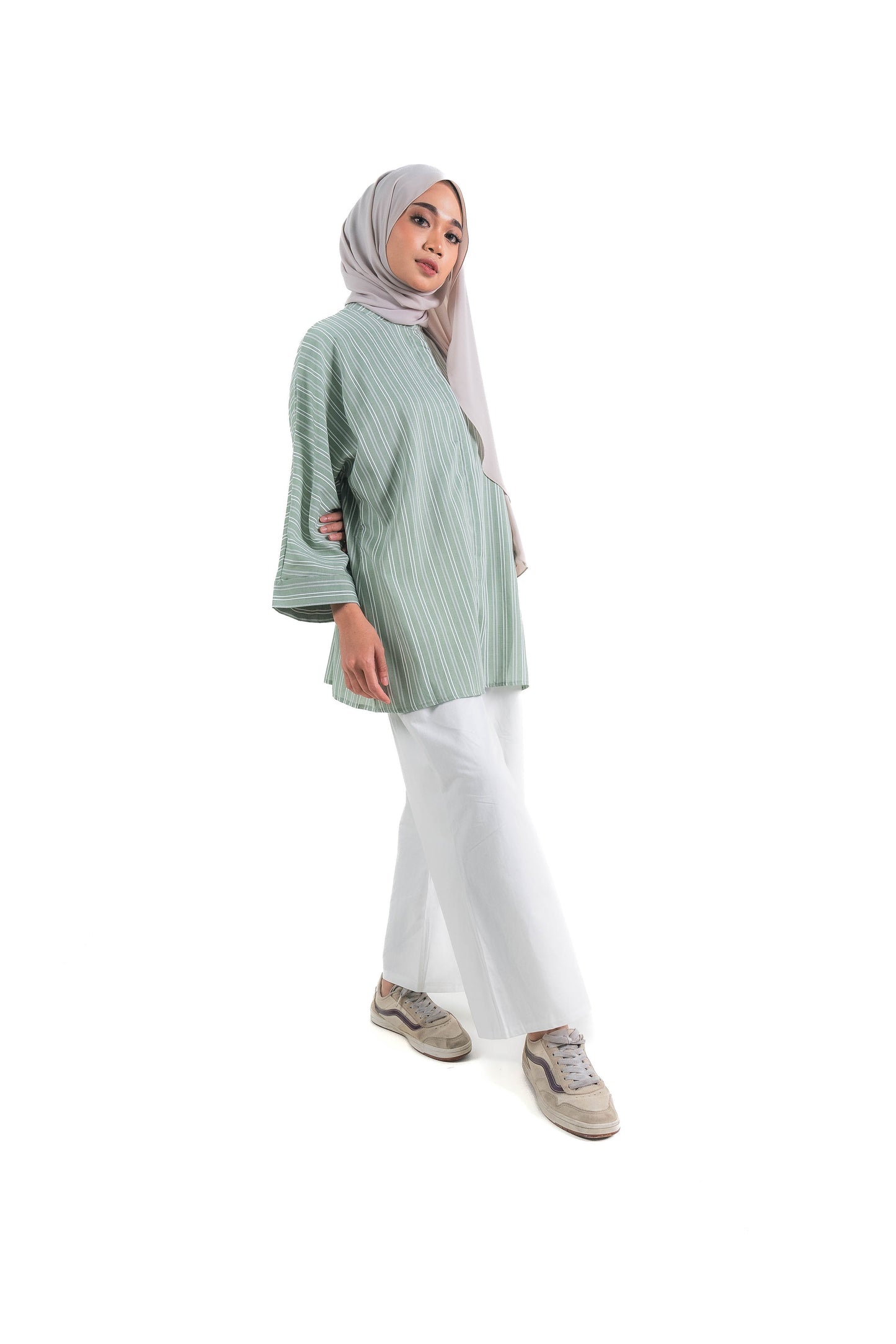 Striped Oversized Shirt in Green