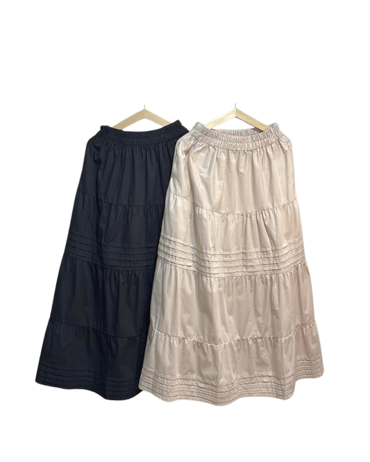 Pleat Detail Tiered Skirt