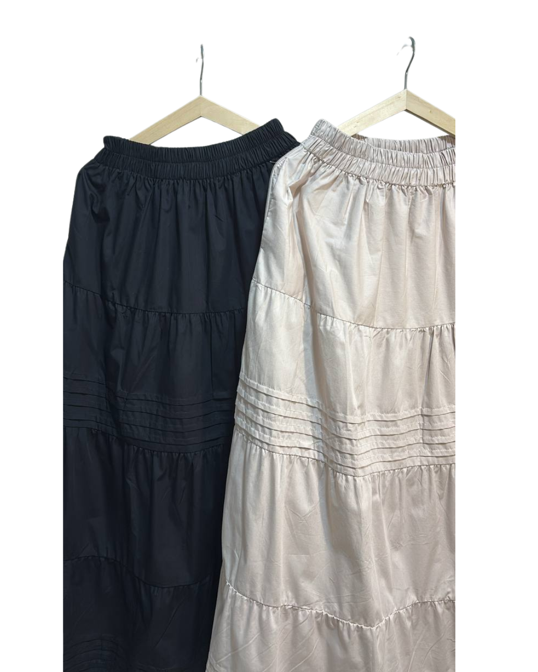 Pleat Detail Tiered Skirt