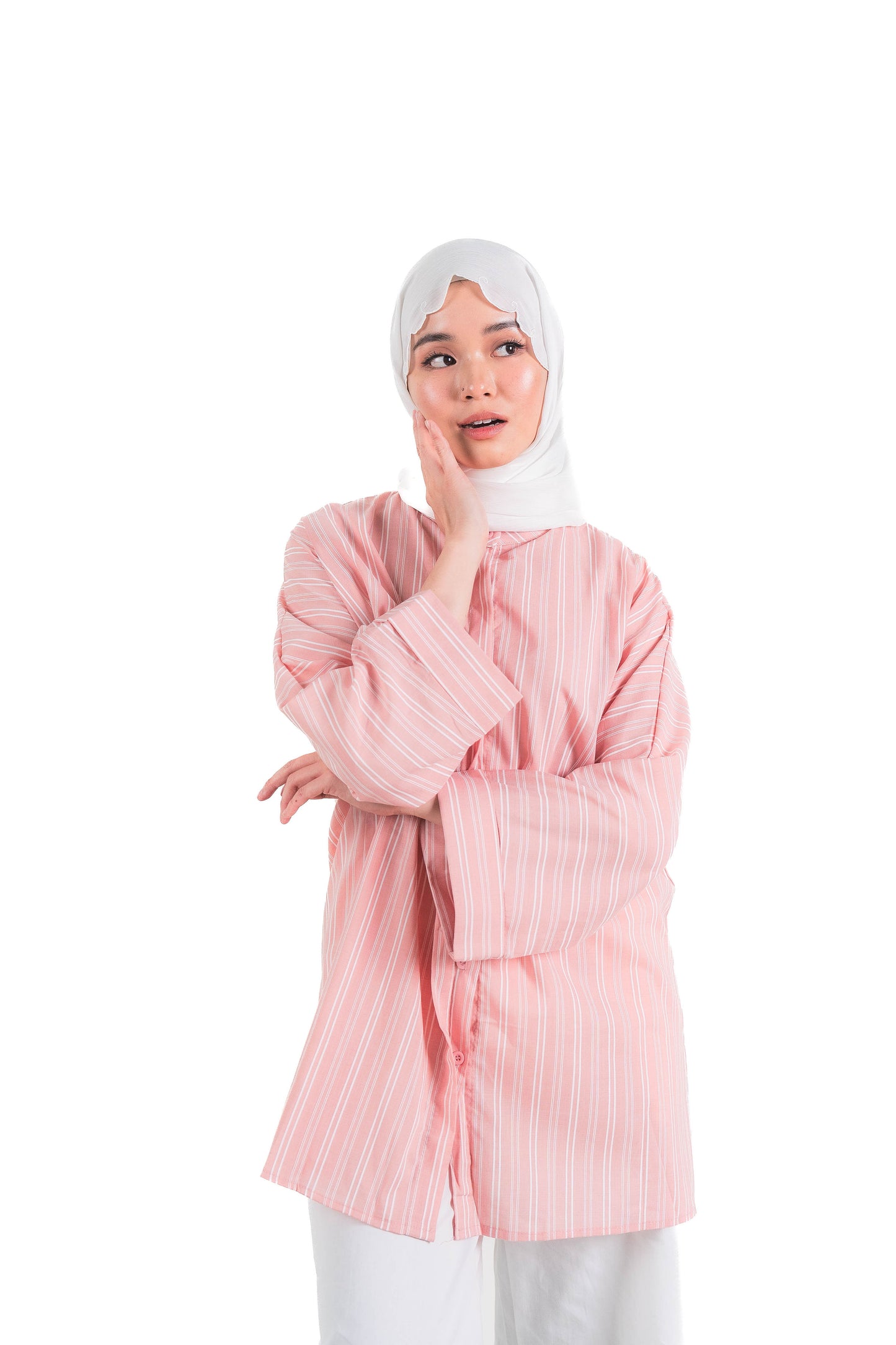 Striped Oversized Shirt in Pink