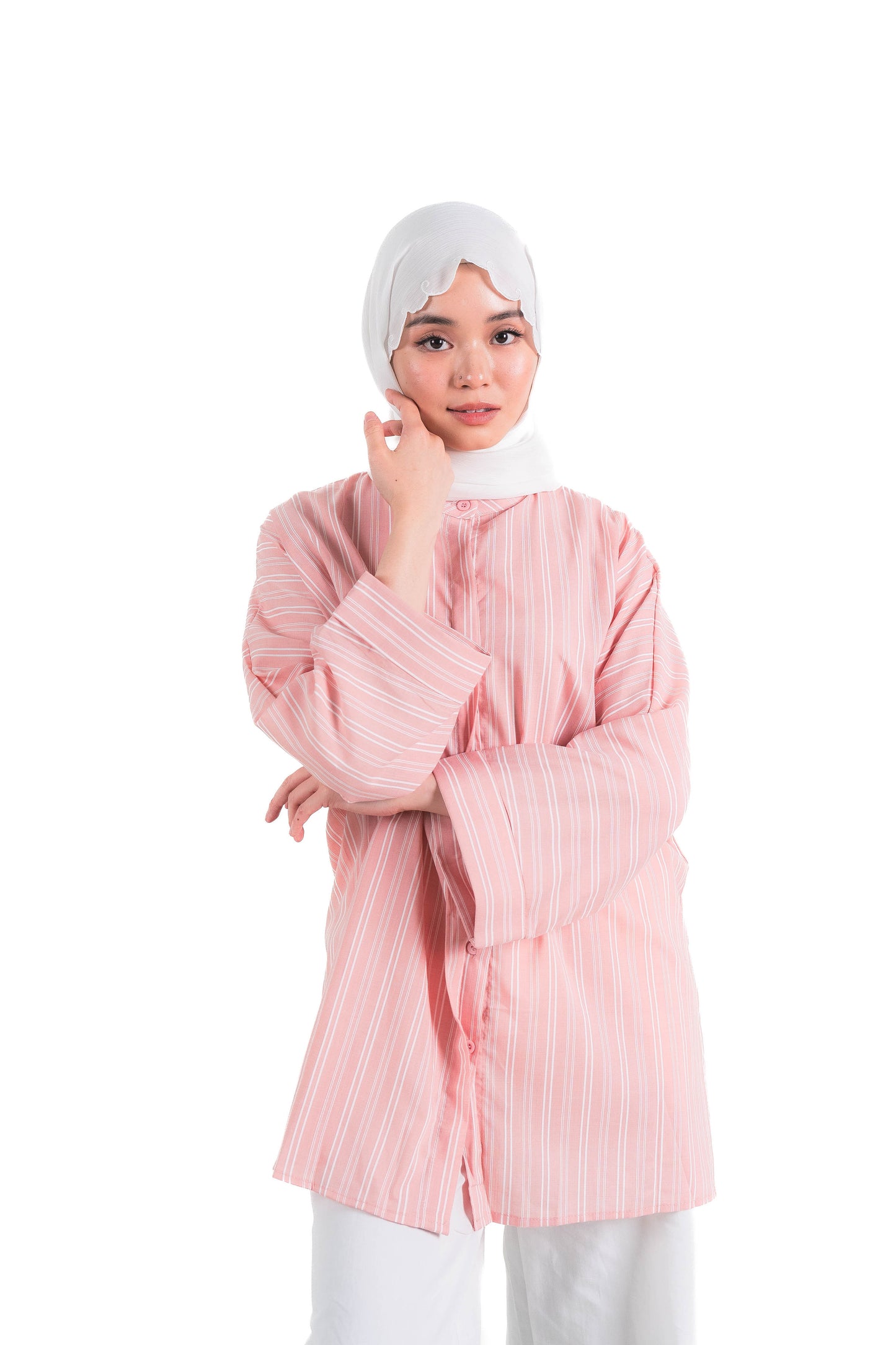 Striped Oversized Shirt in Pink
