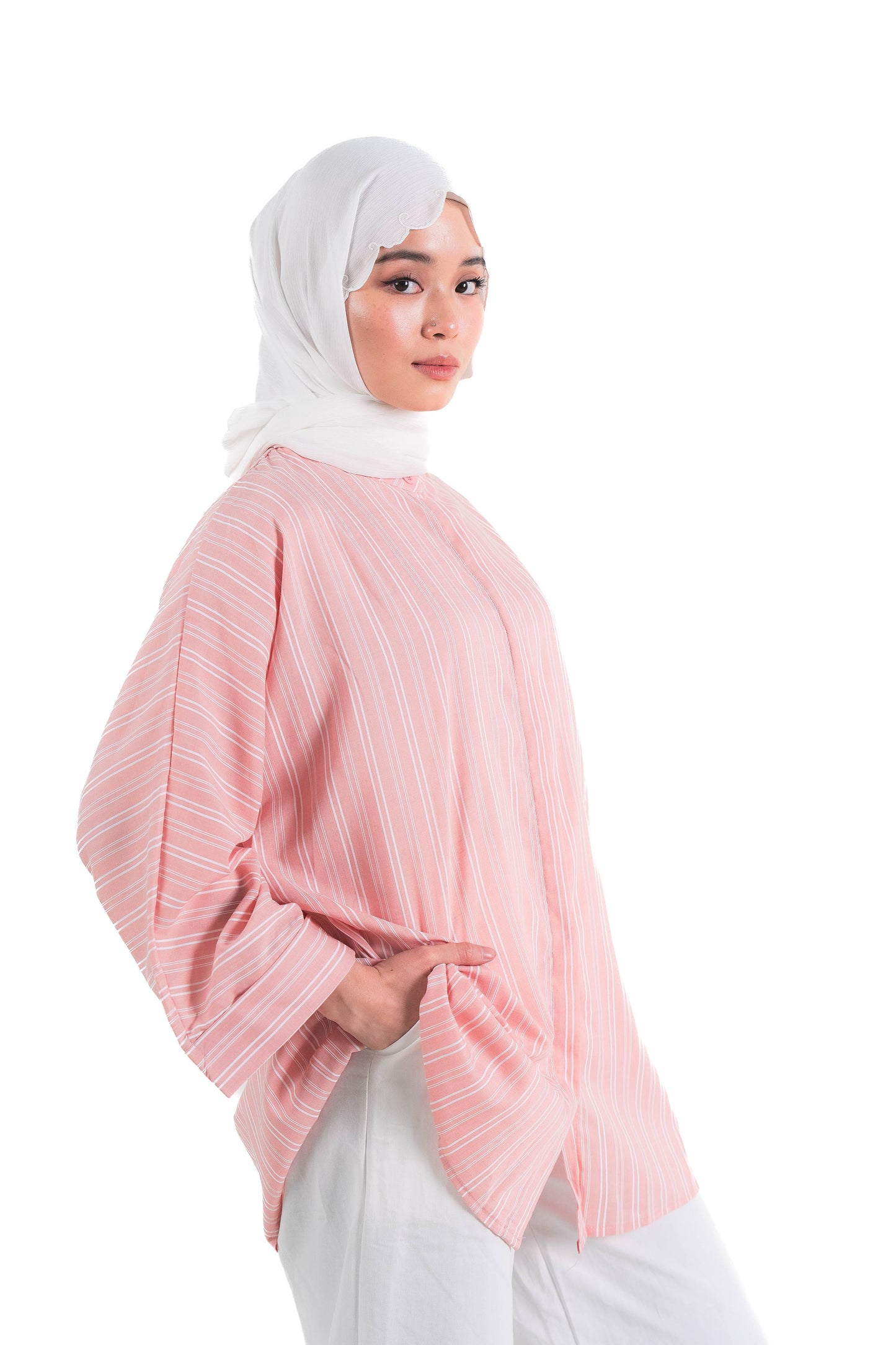 Striped Oversized Shirt in Pink